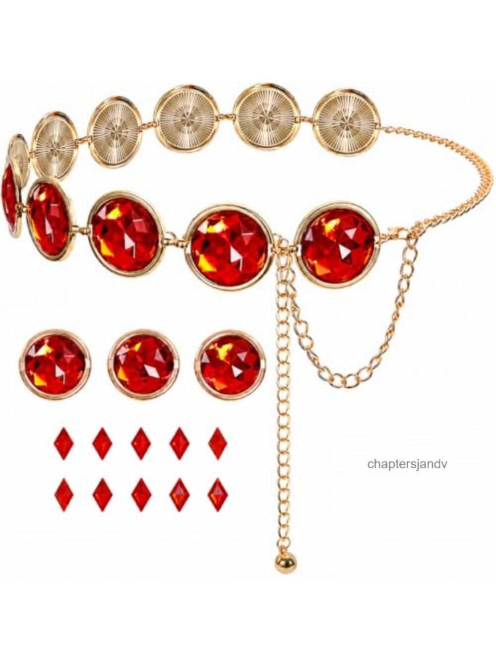 Raven Waist Chain Belt Alloy Acrylic Red Gem Cosplay Costume Accessory